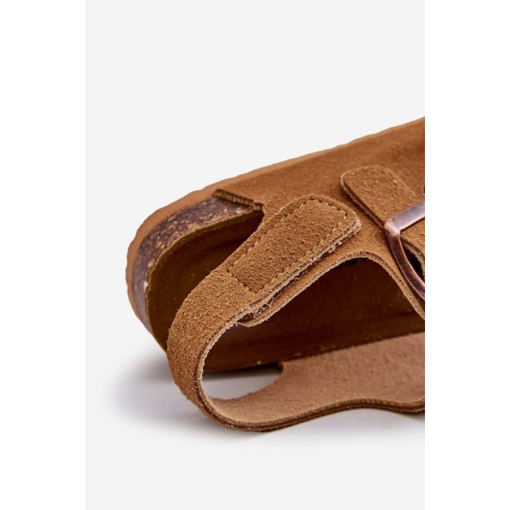 Vaikiški basutės ant kamštienos kulno su velcro užsegimu Camel Rorria