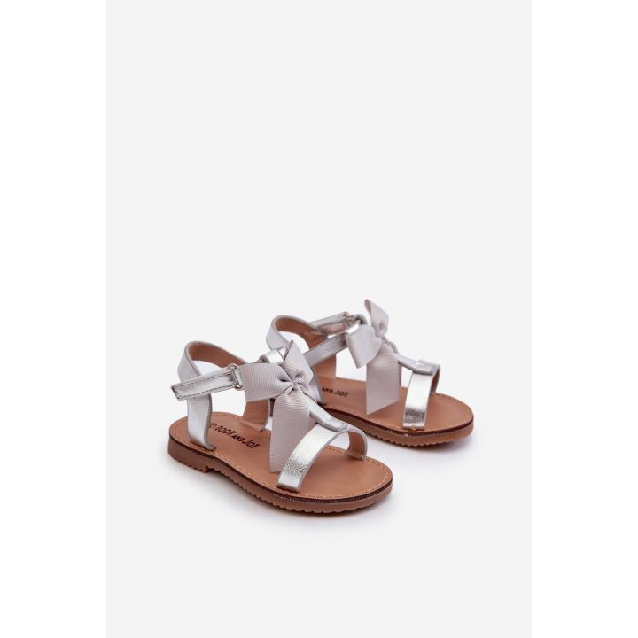 Vaikiški sandalai su lankeliu ant Velcro sidabriniai Joratia