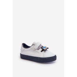 Vaikiški kedai su velcro baltos ir navy spalvos Pennyn