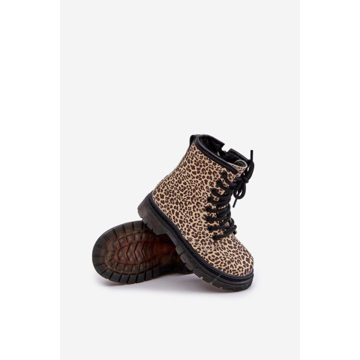 mergaitiški batai Nelanna su leopardo raštu bei smėline spalva