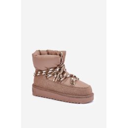 Užsegami Suede Žieminiai Batai Moterims su Storais Raišteliais D.Franklin DFSH375003 Taupe