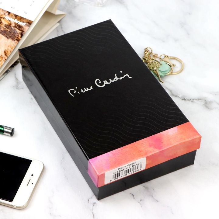Moteriška juoda lakinė piniginė su užtrauktuku Pierre Cardin