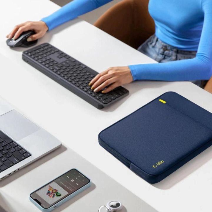 Nešiojamojo kompiuterio dėklas tamsiai mėlynas 13–14″ su paminkštinimu