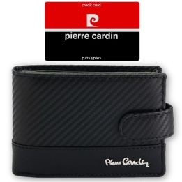 Piniginė juoda odinė su užsegimu kasdienai Pierre Cardin