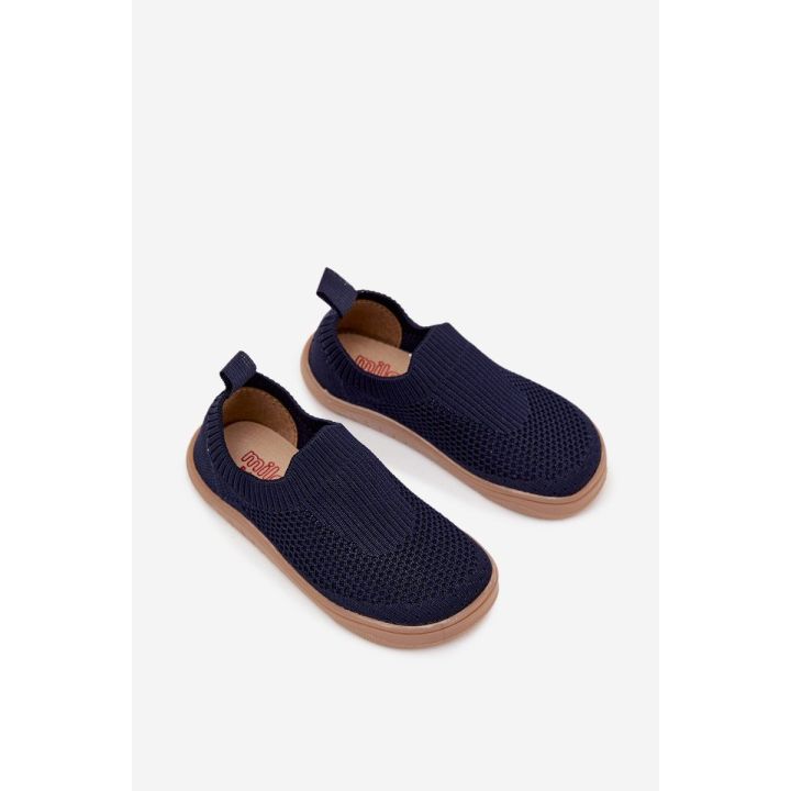 Vaikiški tamsiai mėlyni megzti barefoot bateliai Milami