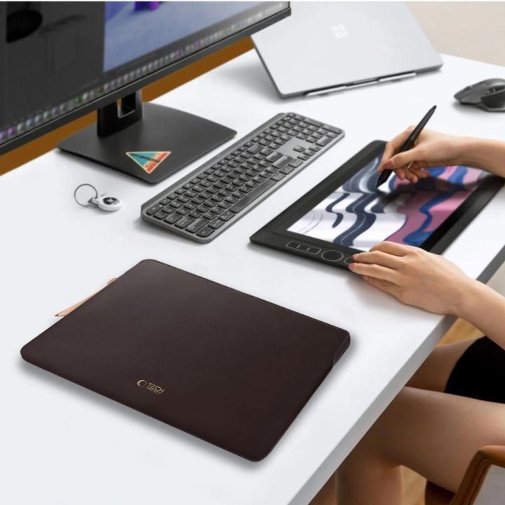 Nešiojamojo kompiuterio dėklas rudas su flisu 13–14″