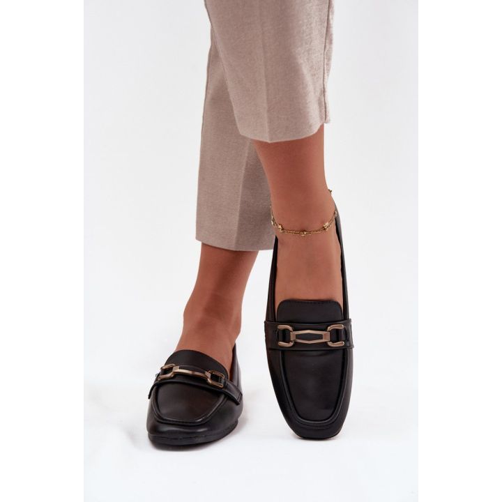 Loaferiai moteriški juodi eko oda Step in Style