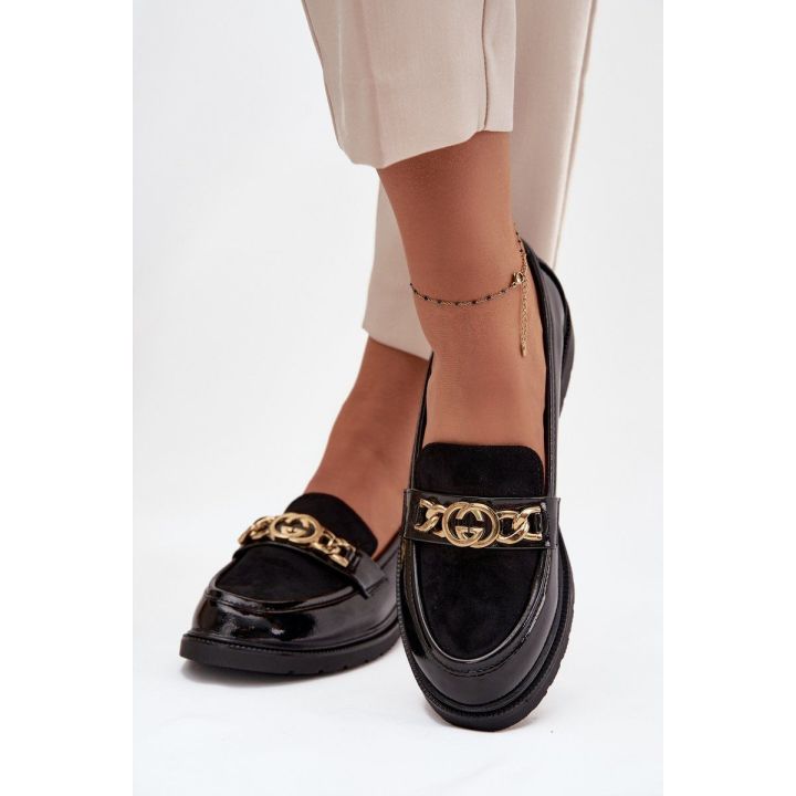 Lakuotos moteriškos juodos loafers tipo basutės S.Barski