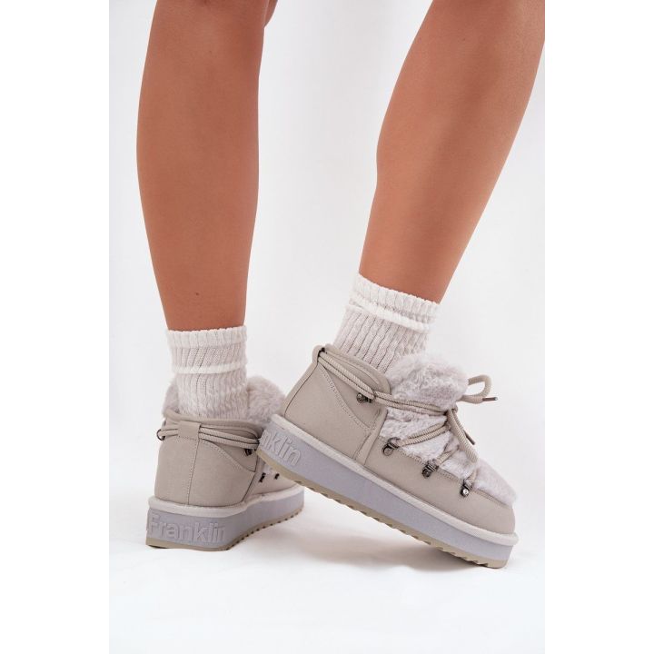 Low Snow Boots On Platform With Fur D.Franklin DFSH370011 Light Gray