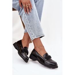 Women's Patent Loafers With Beads S.Barski HY52-541 Black