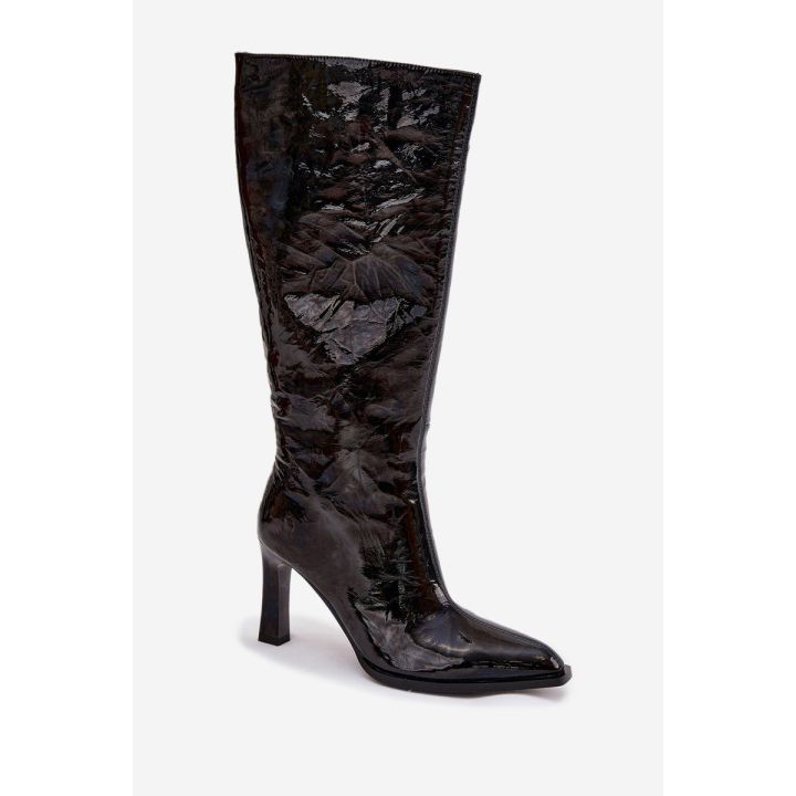 Decorated Patent Leather Women's Heels D&A MR880-055 Black