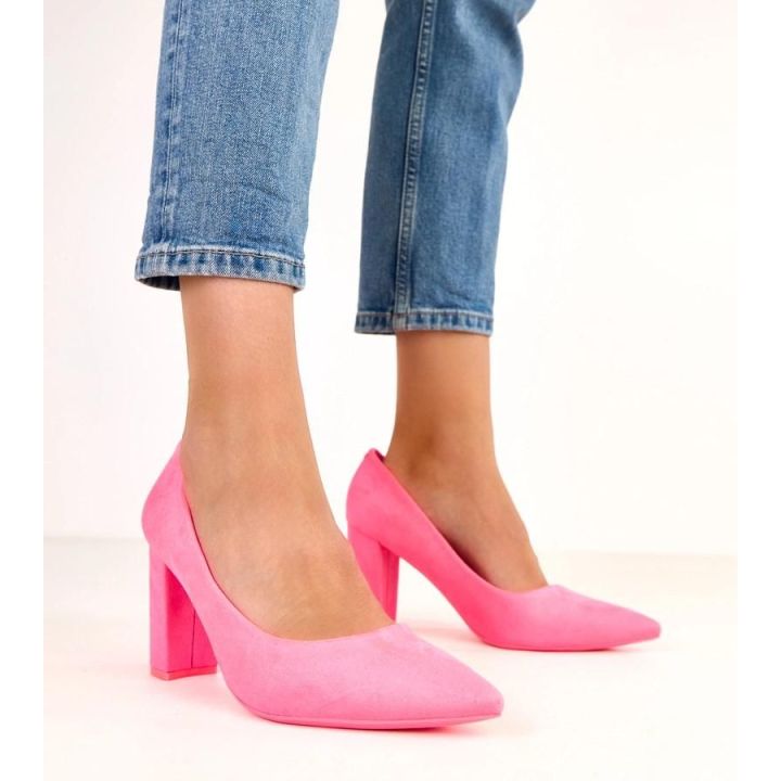 Aukštakulniai rožiniai iš ekozomšos su stambiu kulnu Alyssa