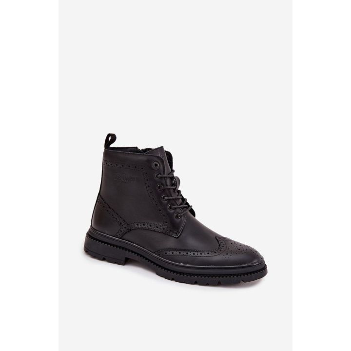 Aulinukai juodi odiniai su dekoratyvinėmis skylutėmis Lee Cooper
