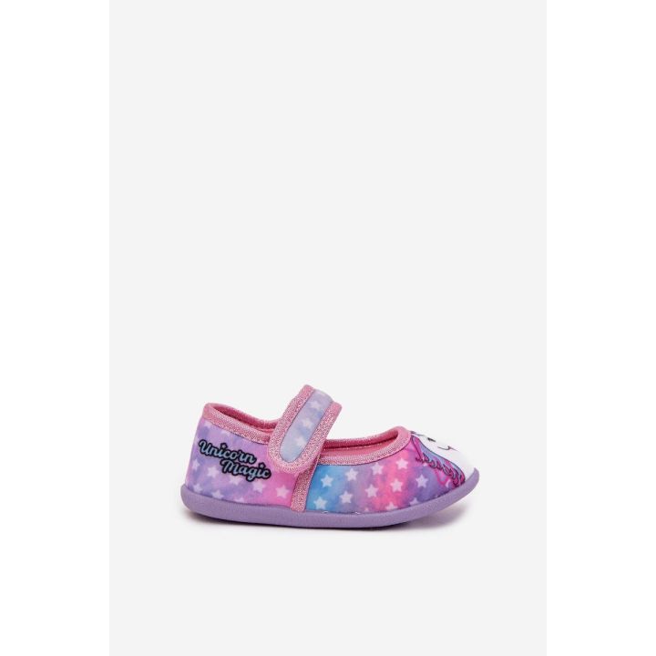 Balerinos šlepetės rožinės su Velcro vienaragiu Silviera