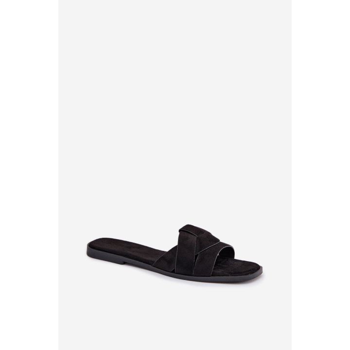 Moteriškos juodos eko zomšos basutės su dirželiais Florane