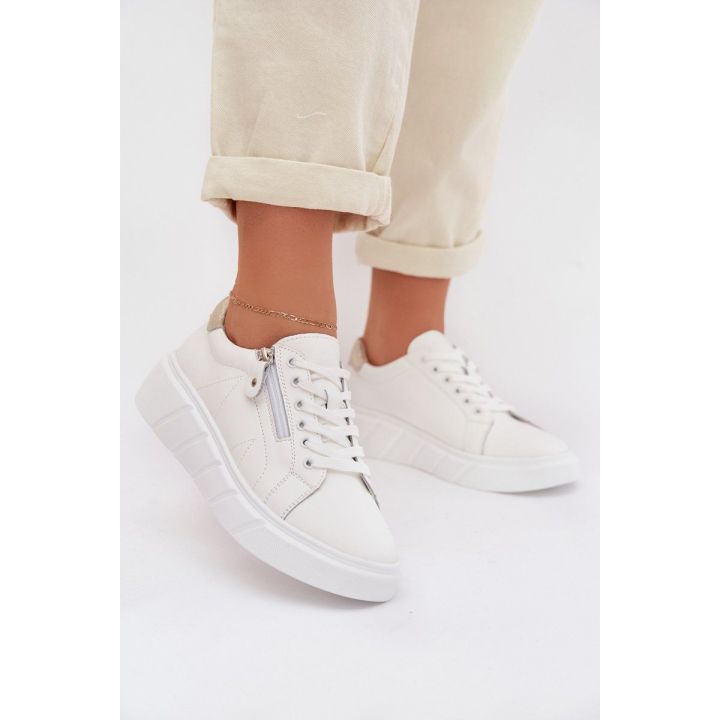 Natūralios odos moteriški pusbačiai balti Althea