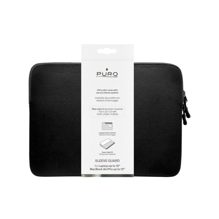 Nešiojamo kompiuterio krepšys iki 13" iš neopreno juodos spalvos Puro