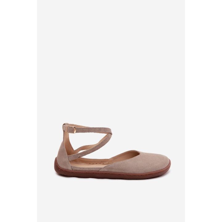 Moteriškos zomšinės barefoot balerinos Zazoo 320, cappuccino