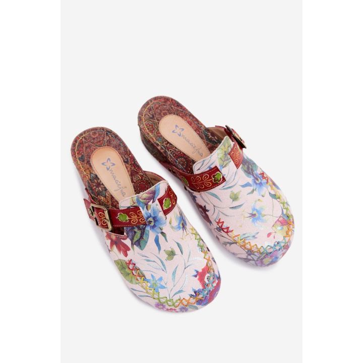 Moteriškos odinės šlepetės su koturnu Maciejka K7409-15, multicolor