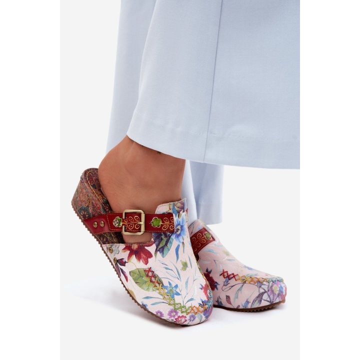 Moteriškos odinės šlepetės su koturnu Maciejka K7409-15, multicolor