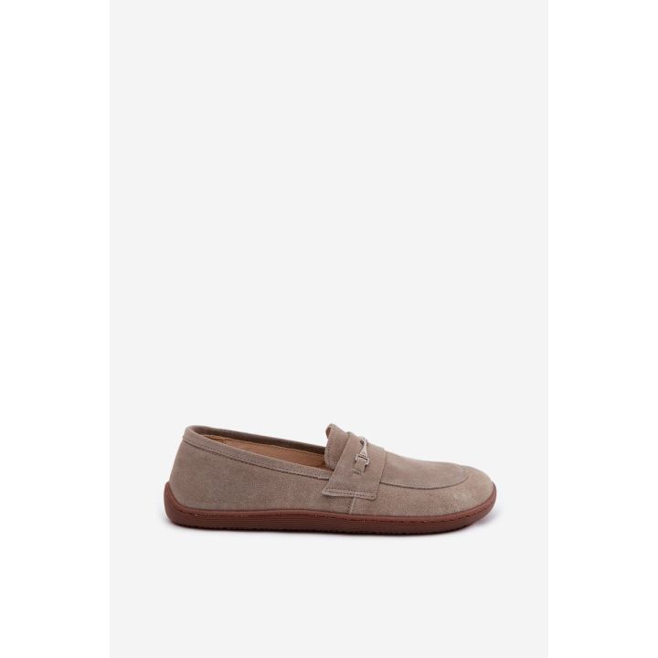Moteriški barefoot mokasinai iš zomšos, cappuccino