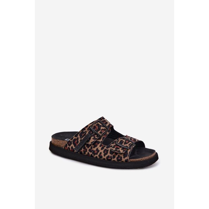 Moteriškos platforminės šlepetės su sagtimis D.Franklin Leopard