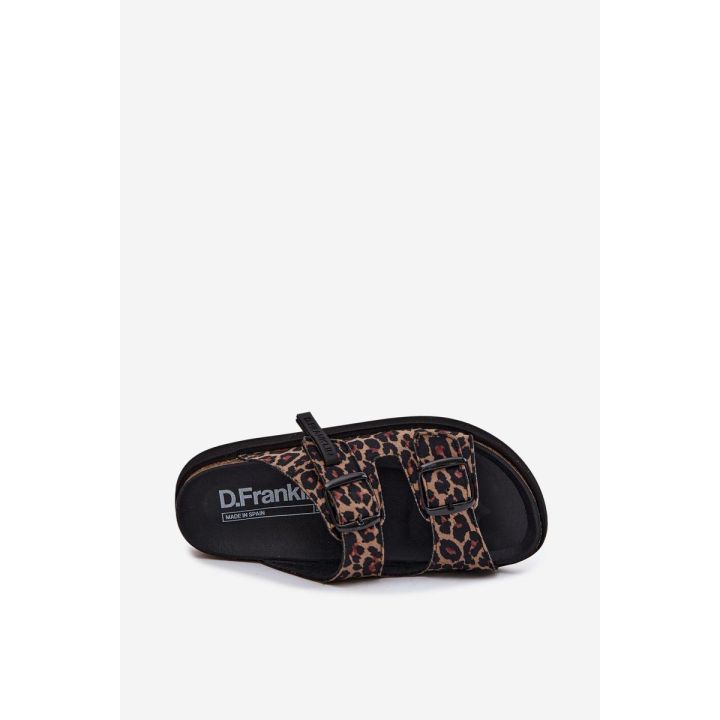 Moteriškos platforminės šlepetės su sagtimis D.Franklin Leopard