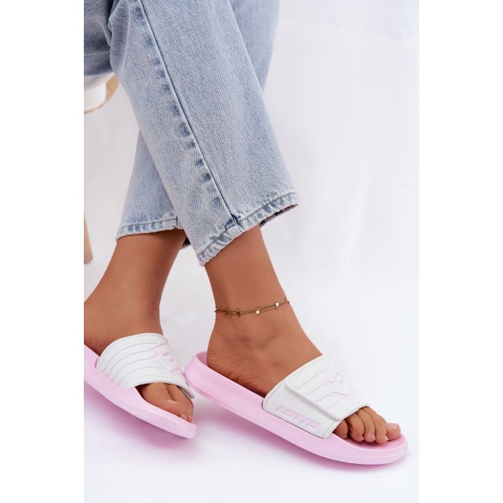 Rožinės ir baltos moteriškos šlepetės Lotto Flyde