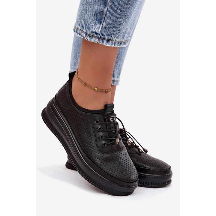 Juodi moteriški odiniai bateliai ant platformos Dalila