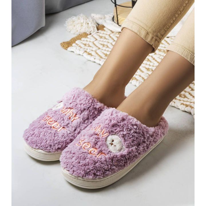Violetinės minkštos šlepetės Why Bear