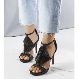 Juodos spalvos elegantiški Caleb stiletto sandalai