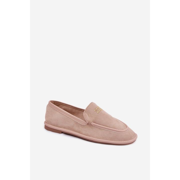 Smėlio spalvos moteriški mokasinai su apvadais Vinceza