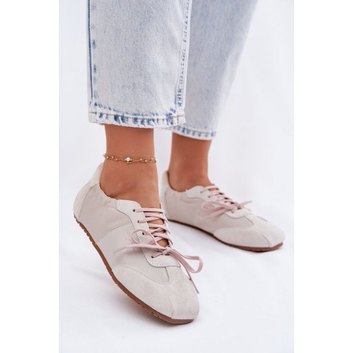 Kreminiai moteriški zomšiniai sportbačiai Big Star