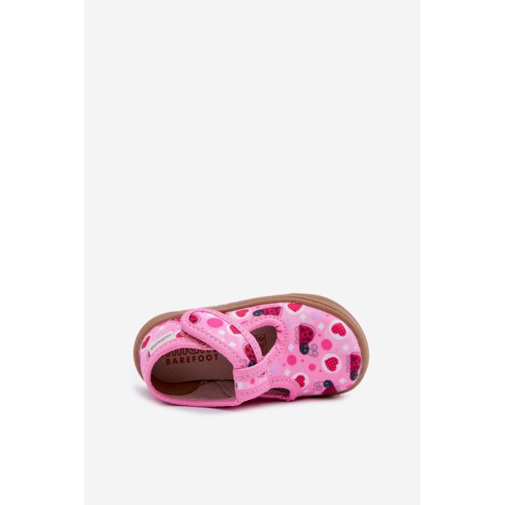Rožinės vaikų šlepetės barefoot su užsegimu Milami