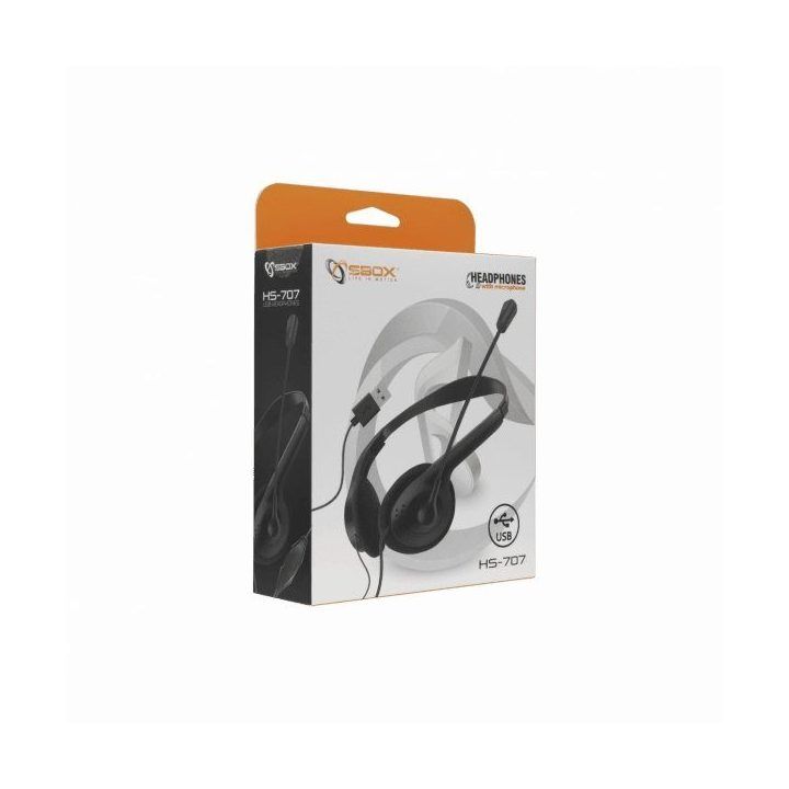 Sbox HS-707 juodos USB ausinės su mikrofonu
