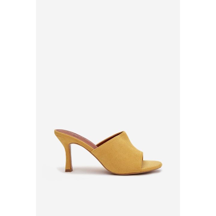 Women's Slip-On Shoes with Heel Made of Eco Suede Yellow Isolia