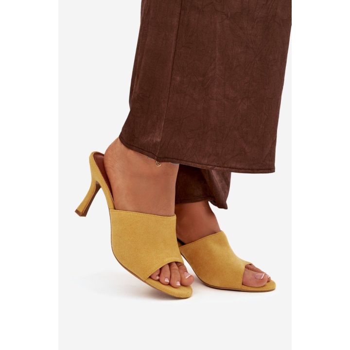 Women's Slip-On Shoes with Heel Made of Eco Suede Yellow Isolia