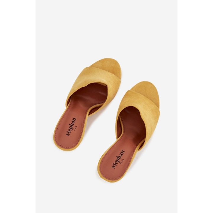 Women's Slip-On Shoes with Heel Made of Eco Suede Yellow Isolia