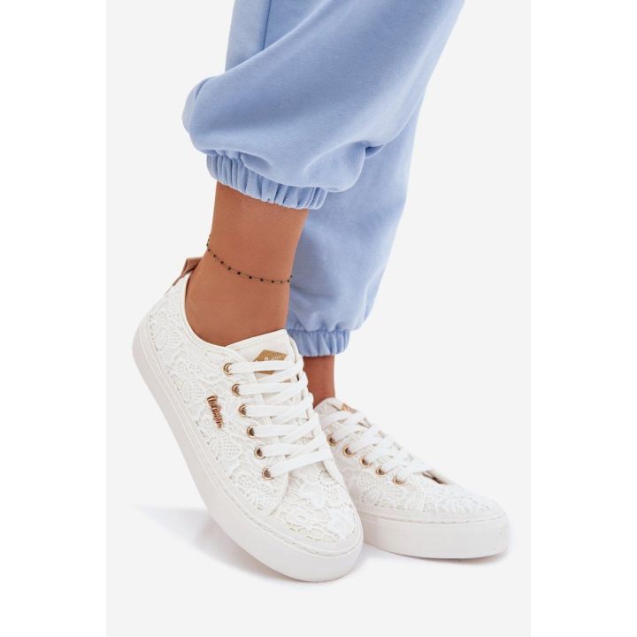 Lee Cooper moteriški kedai su nėriniais, balti