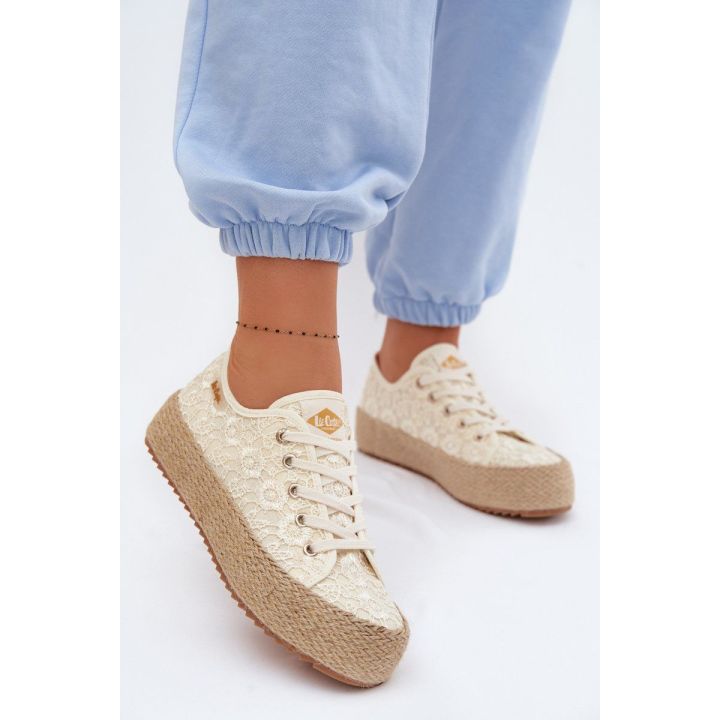 Moteriški platforminiai kedai-espadrilės Lee Cooper, smėlio spalvos