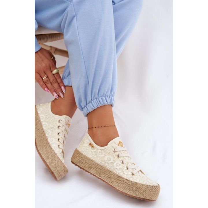 Moteriški platforminiai kedai-espadrilės Lee Cooper, smėlio spalvos