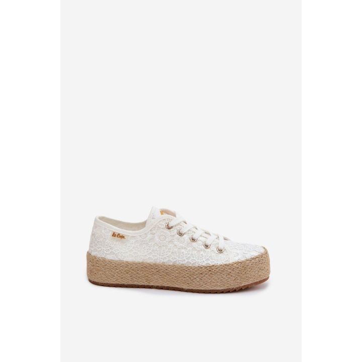 Lee Cooper moteriški platforminiai kedai espadrilės, balti