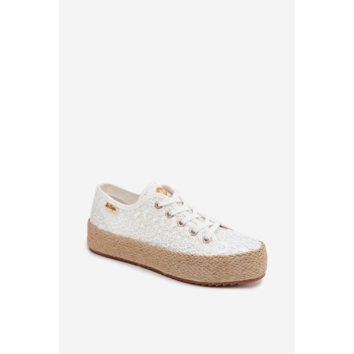 Lee Cooper moteriški platforminiai kedai espadrilės, balti