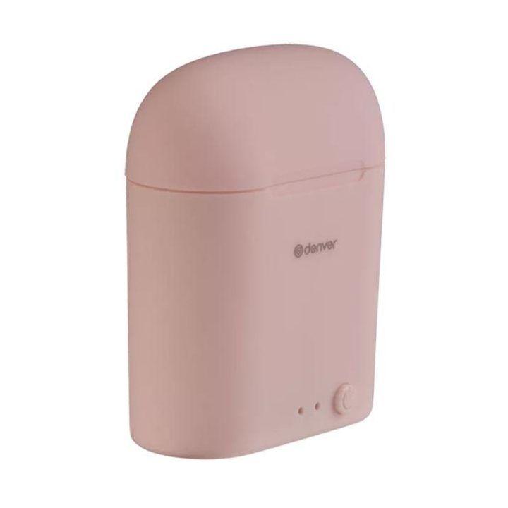 Rožinės tikrai belaidės Bluetooth ausinės Denver TWE-46 su mikrofonu