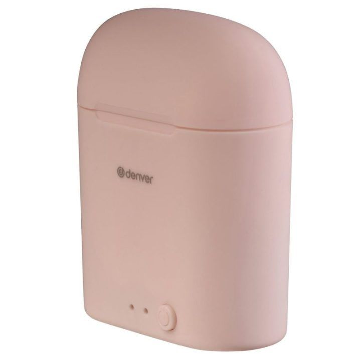 Rožinės tikrai belaidės Bluetooth ausinės Denver TWE-46 su mikrofonu