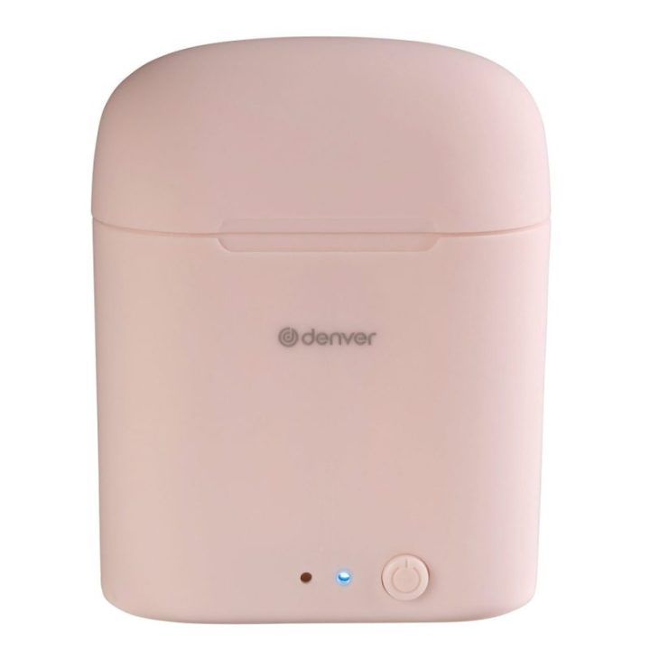 Rožinės tikrai belaidės Bluetooth ausinės Denver TWE-46 su mikrofonu