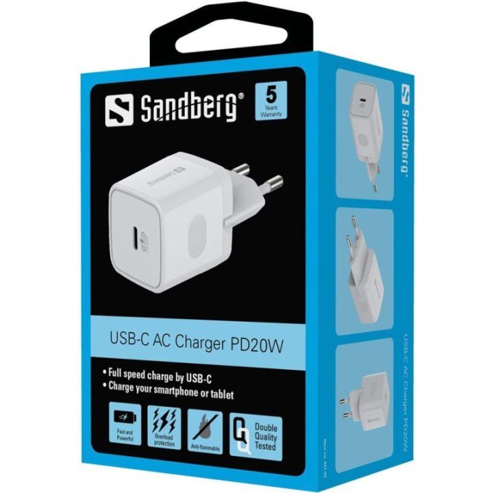 USB-C PD20W įkroviklis, baltas