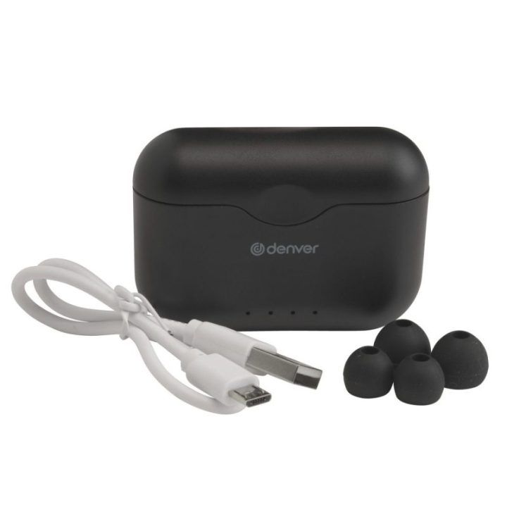 Denver TWE-37 juodos belaidės Bluetooth ausinės