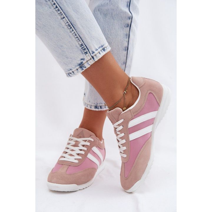 Moteriški sportbačiai McArthur — zomšinis ir tekstilinis viršus, rožiniai