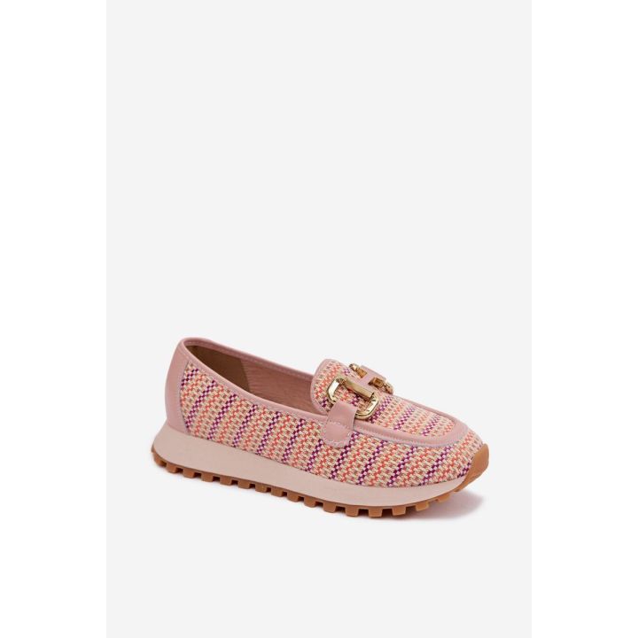 Moteriški slip-on sportiniai bateliai GOE su aukso spalvos detale, rožiniai